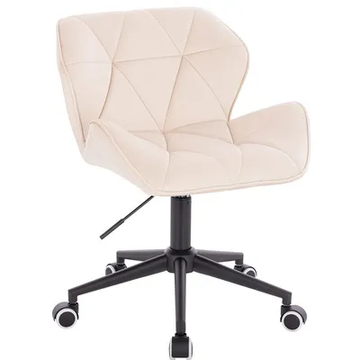 FOTEL HR111K KREMOWY WELUR CZARNA PODSTAWA