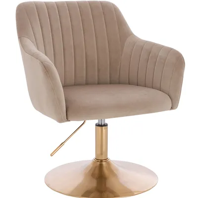 FOTEL HR190N LATTE WELUR ZŁOTA PODSTAWA