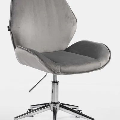 FOTEL HR350K STALOWY WELUR CHROMOWANA PODSTAWA