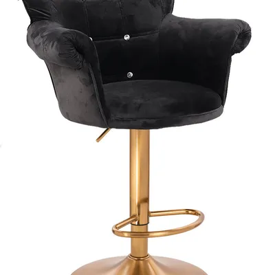FOTEL HR804CW CZARNY WELUR ZŁOTA PODSTAWA
