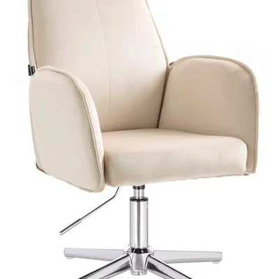 FOTEL HR280CROSS KREMOWY WELUR CHROMOWANA PODSTAWA