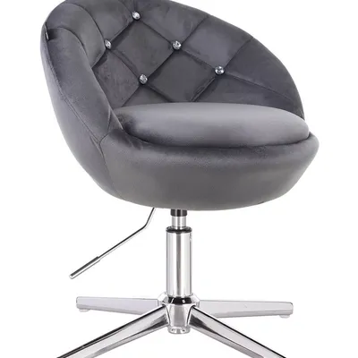 FOTEL HR948CROSS GRAFITOWY WELUR CHROMOWANA PODSTAWA
