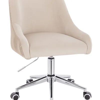 FOTEL HR920K KREMOWY WELUR CHROMOWANA PODSTAWA
