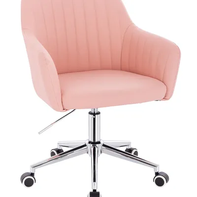 FOTEL HR190K RÓŻOWY CHROMOWANA PODSTAWA