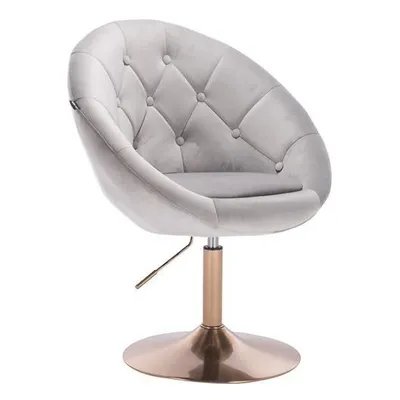 FOTEL HR8516 STALOWY WELUR ZŁOTA PODSTAWA