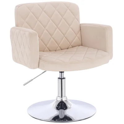 FOTEL HR802N KREMOWY WELUR CHROMOWANA PODSTAWA