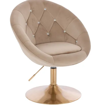 FOTEL HR8516CN LATTE WELUR ZŁOTA PODSTAWA