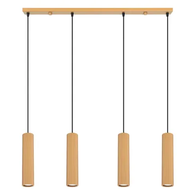 Lampa wisząca KARBON 4L złoty + 4X Żarówka LED GU-10 4000K Zimna 7W 530lm