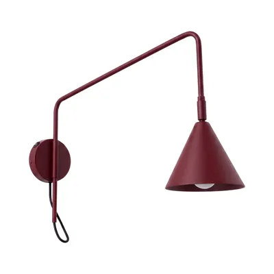 Kinkiet NOX 1 burgund z włącznikiem + 1X Żarówka LED E14 3000K Ciepła 7,5W 620lm