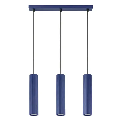 Lampa wisząca KARBON 3L ultramaryna + 3X Żarówka LED GU-10 3000K Ciepła 7W 510lm