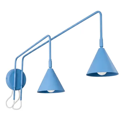 Kinkiet NOX 2 błękitny z włącznikiem + 2X Żarówka LED E14 4000K Zimna 7,5W 680lm