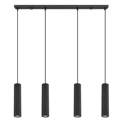 Lampa wisząca KARBON 4L czarny + 4X Żarówka LED GU-10 4000K Zimna 7W 530lm