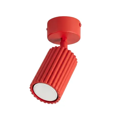 Plafon KARBON 1 czerwony + 1X Żarówka LED GU-10 3000K Ciepła 7W 510lm