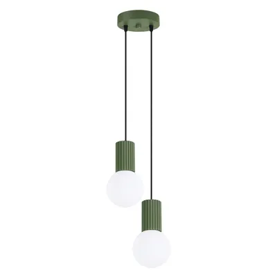 Lampa wisząca HALO 2P zielona oliwka + 2X Żarówka LED G9 3000K Ciepła 3W 192lm