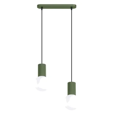 Lampa wisząca HALO 2L zielona oliwka + 2X Żarówka LED G9 3000K Ciepła 3W 192lm