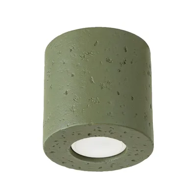 Plafon ORBIS beton zielona oliwka + 1X Żarówka LED GU-10 3000K Ciepła 7W 510lm