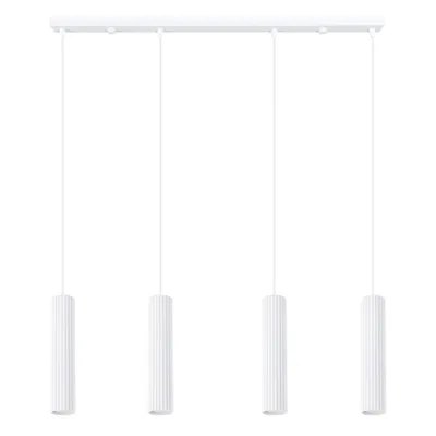 Lampa wisząca KARBON 4L biały + 4X Żarówka LED GU-10 4000K Zimna 7W 530lm