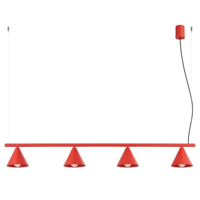Żyrandol NOX 4L czerwona + 4X Żarówka LED E14 3000K Ciepła 7,5W 620lm