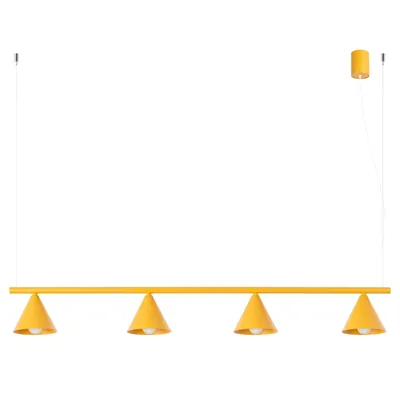 Żyrandol NOX 4L żółta + 4X Żarówka LED E14 3000K Ciepła 7,5W 620lm
