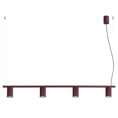 Żyrandol KARBON 4 burgund + 4X Żarówka LED GU-10 4000K Zimna 7W 530lm