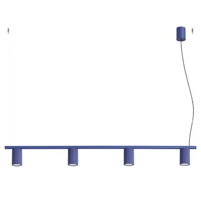 Żyrandol KARBON 4 ultramaryna + 4X Żarówka LED GU-10 3000K Ciepła 7W 510lm