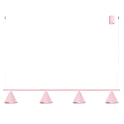 Żyrandol NOX 4L różowa + 4X Żarówka LED E14 4000K Zimna 7,5W 680lm
