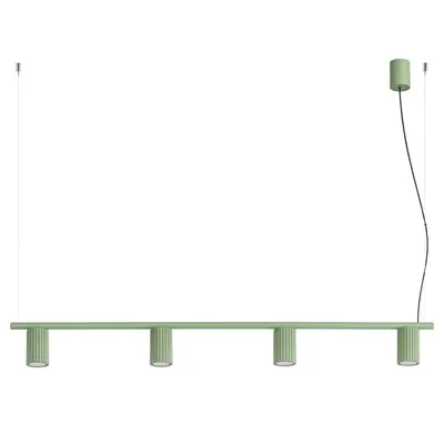 Żyrandol KARBON 4 szałwiowa + 4X Żarówka LED GU-10 4000K Zimna 7W 530lm