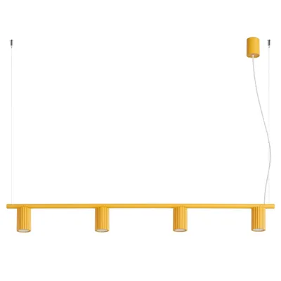 Żyrandol KARBON 4 żółta + 4X Żarówka LED GU-10 3000K Ciepła 7W 510lm