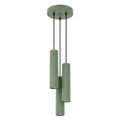 Lampa wisząca KARBON 3P szałwiowa + 3X Żarówka LED GU-10 3000K Ciepła 7W 510lm