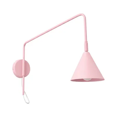 Kinkiet NOX 1 różowy z włącznikiem + 1X Żarówka LED E14 3000K Ciepła 7,5W 620lm