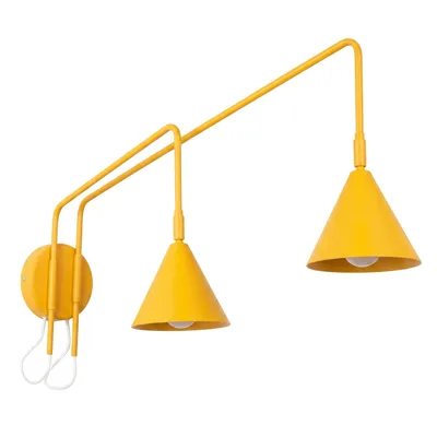Kinkiet NOX 2 żółty z włącznikiem + 2X Żarówka LED E14 3000K Ciepła 7,5W 620lm