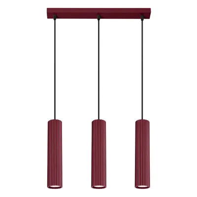 Lampa wisząca KARBON 3L burgund + 3X Żarówka LED GU-10 4000K Zimna 7W 530lm