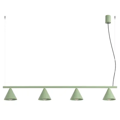 Żyrandol NOX 4L szałwiowa + 4X Żarówka LED E14 4000K Zimna 7,5W 680lm