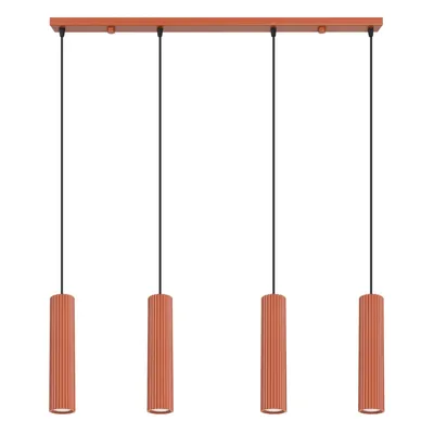 Lampa wisząca KARBON 4L ochra czerwona + 4X Żarówka LED GU-10 4000K Zimna 7W 530lm