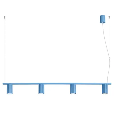 Żyrandol KARBON 4 błękitna + 4X Żarówka LED GU-10 4000K Zimna 7W 530lm