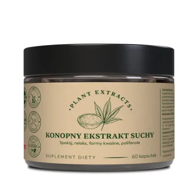 Ekstrakt z Konopi w Kapsułkach 100% RAW Suchy 60szt Relaks Spokój