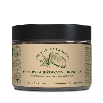 Soplówka jeżowata + Konopie 60 kaps. – Lion's Mane na pamięć