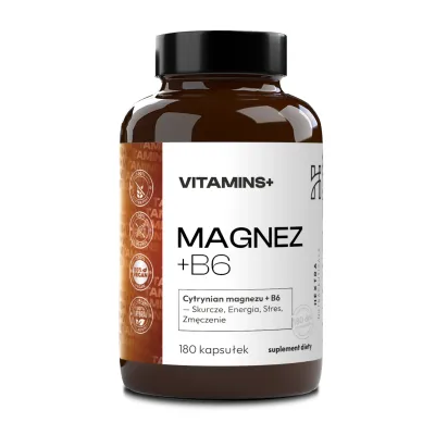 Cytrynian magnezu + B6 – 180 kapsułek Magnez na skurcze i stres