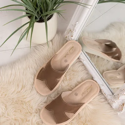 Kapcie damskie Natural Style NS-118 Brązowy Beżowy