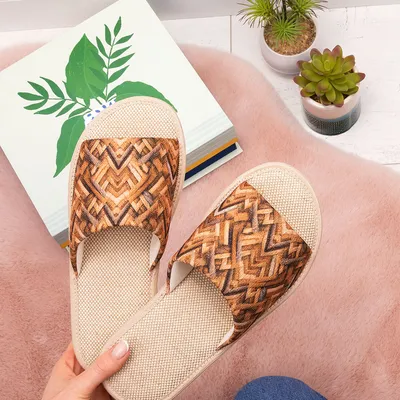 Kapcie damskie Natural Style NS-091 Brązowe-Beżowe