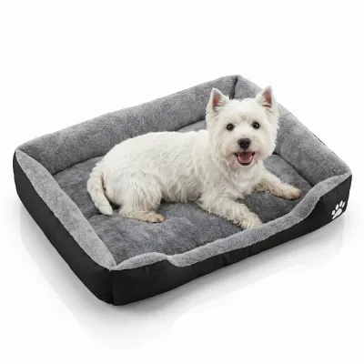 Legowisko dla psa i kota XL 70x45 cm | Miękka kanapa z podwyższonymi bokami | Duże posłanie dla psa | PET-B05XL-BK+GY