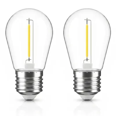 Zestaw 2 żarówek LED filament E27 1W | Ciepła biała barwa 2700K do girland ogrodowych