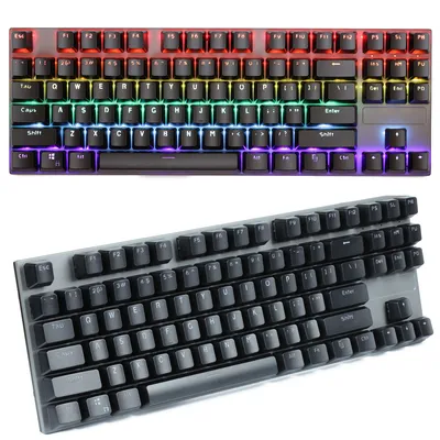 Gamingowa klawiatura mechaniczna z podświetleniem LED RGB, krótka, niebieskie przełączniki | T71