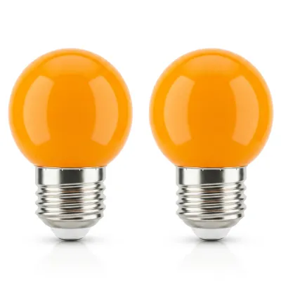 Zestaw 2 pomarańczowych żarówek LED E27 do girland ogrodowych | Dekoracyjne oświetlenie LED 1W, 90 lm