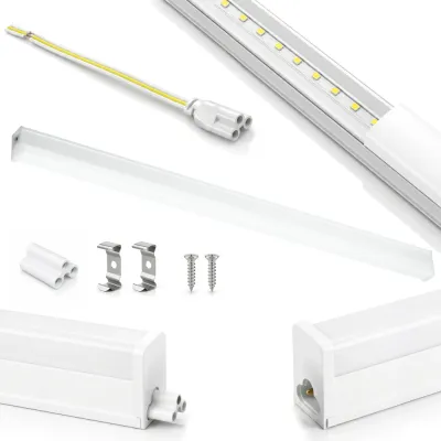 Oprawa liniowa LED T5 60 cm | Zintegrowana lampa podszafkowa 165-265 V z diodami LED 2835 | Biała oprawa do kuchni, regału i warsztatu | Oświetlenie
