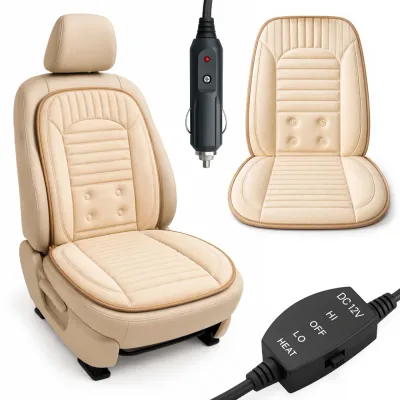 Samochodowa mata grzewcza 12V na fotel | Ogrzewana nakładka na siedzenie | G-4S-Beige