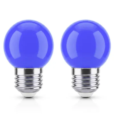 Zestaw 2 niebieskich żarówek LED E27 do girland ogrodowych | Dekoracyjne oświetlenie LED 1W, 90 lm