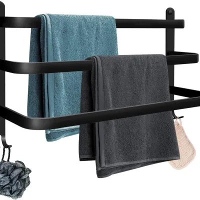 Wieszak na ręczniki | Uchwyt ścienny do łazienki | Drążek łazienkowy | MJR-50CM-3-BLACK
