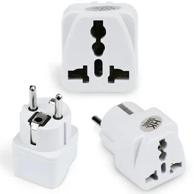Uniwersalny adapter sieciowy, przejściówka podróżna z gniazd UK/USA/CN do gniazd EU/PL | Biały | AD-DE89