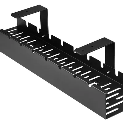 Organizer na kable pod blat biurka 50 cm | Koszyk, prowadnica, uchwyt | Czarny | CWT-O1